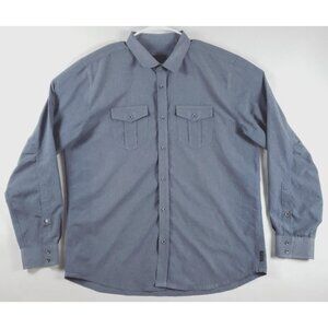 Prana Shirt Mens XL Gray Long Sleeve Pockets Regular Fit
